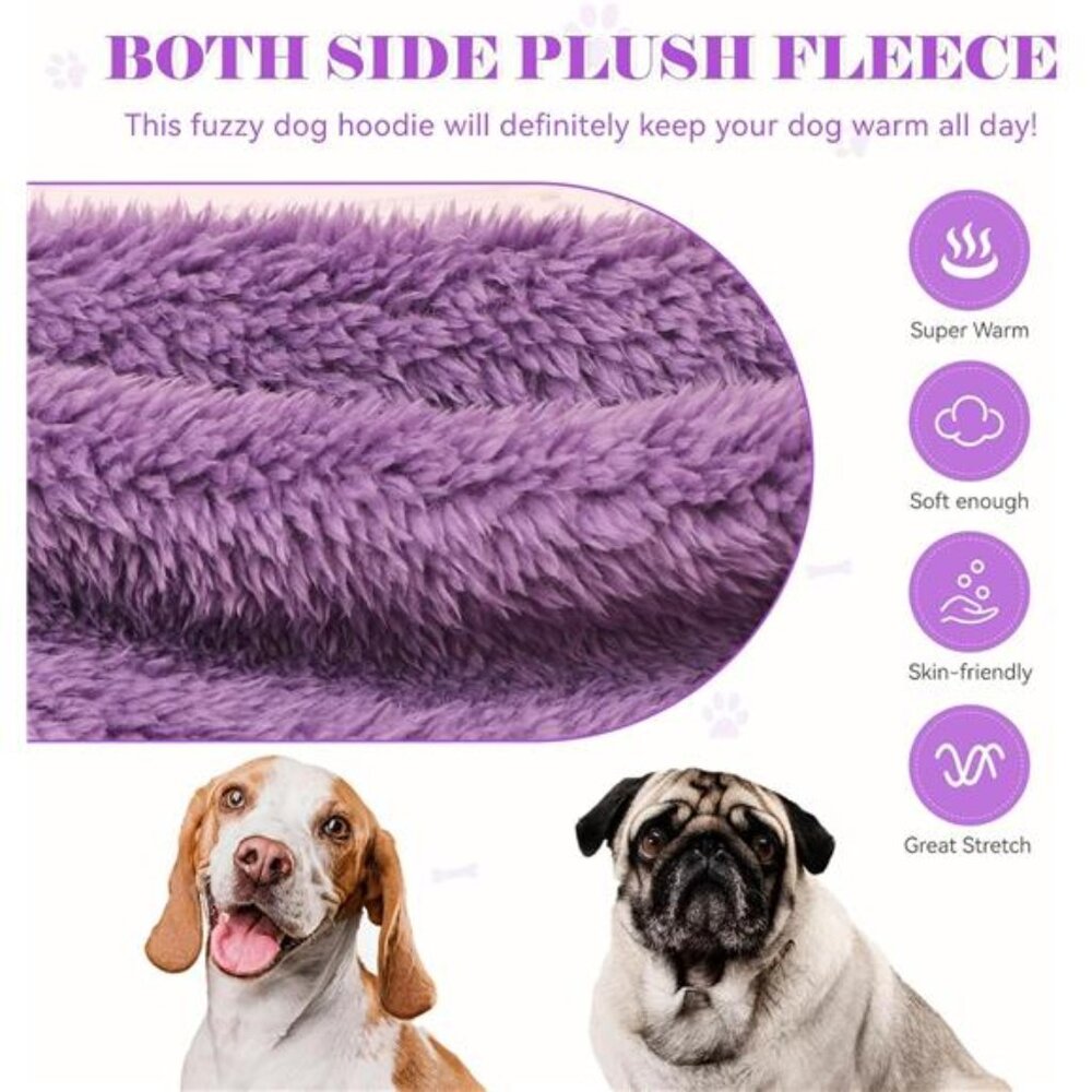 Dog Sweaters for Medium Dogs Hoodie Soft Double-Sided Plush Fleece - Picture 4 of 7
